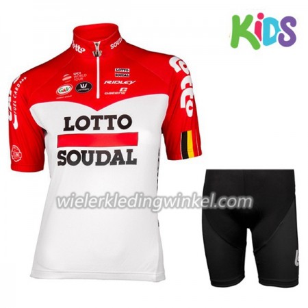 Set Wielershirt + Fietsbroek Kort 2018 Lotto Soudal Kids N001